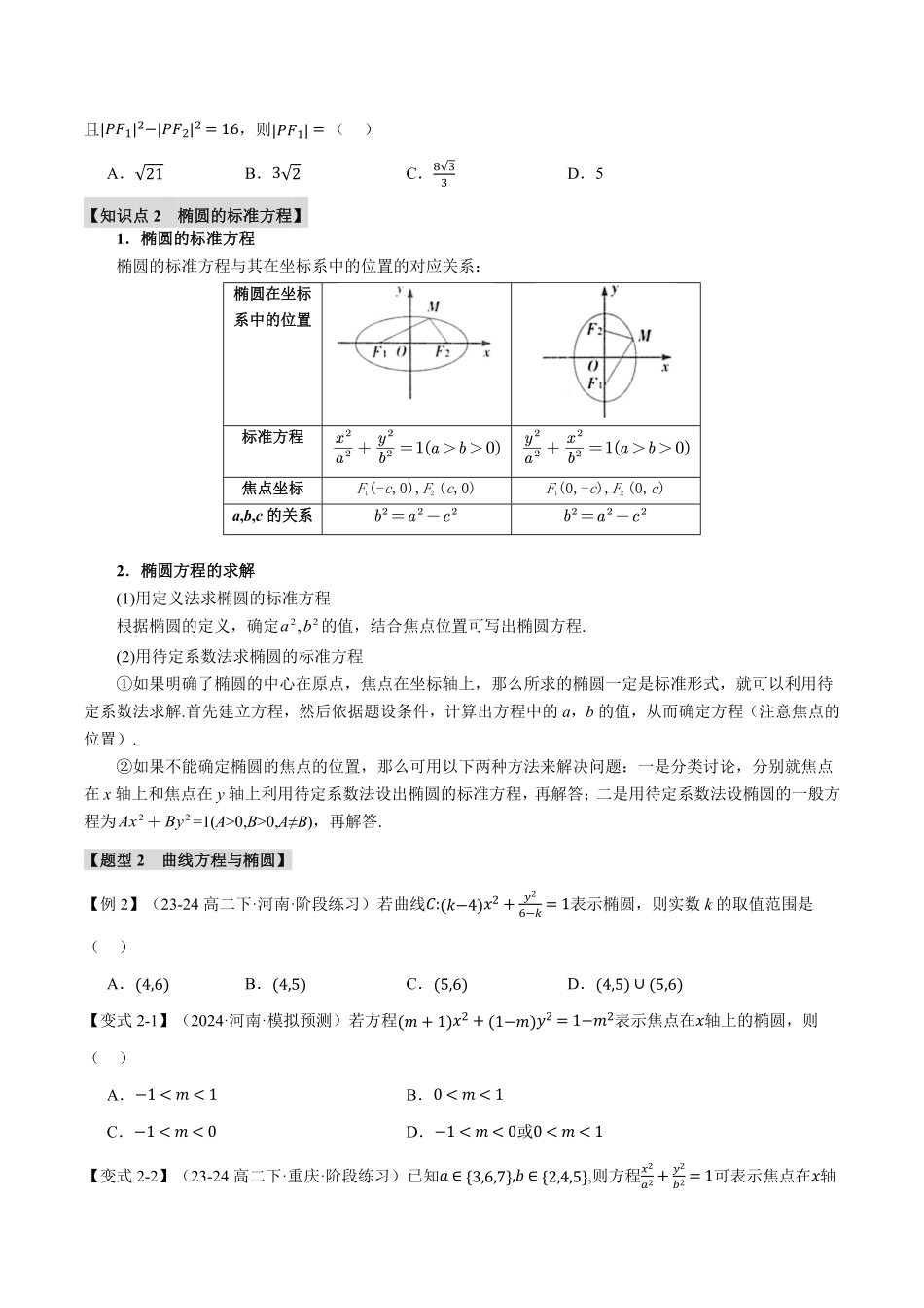 专题3.1 椭圆及其标准方程【八大题型】（原卷版）-25学年高二数学举一反三系列（人教A版选择性必修第一册）.pdf_第2页
