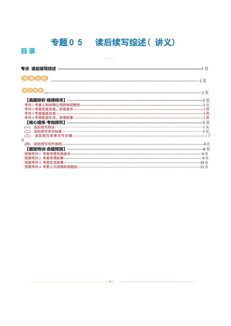 专题05  读后续写综述（讲义）（原卷版）-2024年高考英语写作课件+讲义+练习二轮复习.docx_第1页