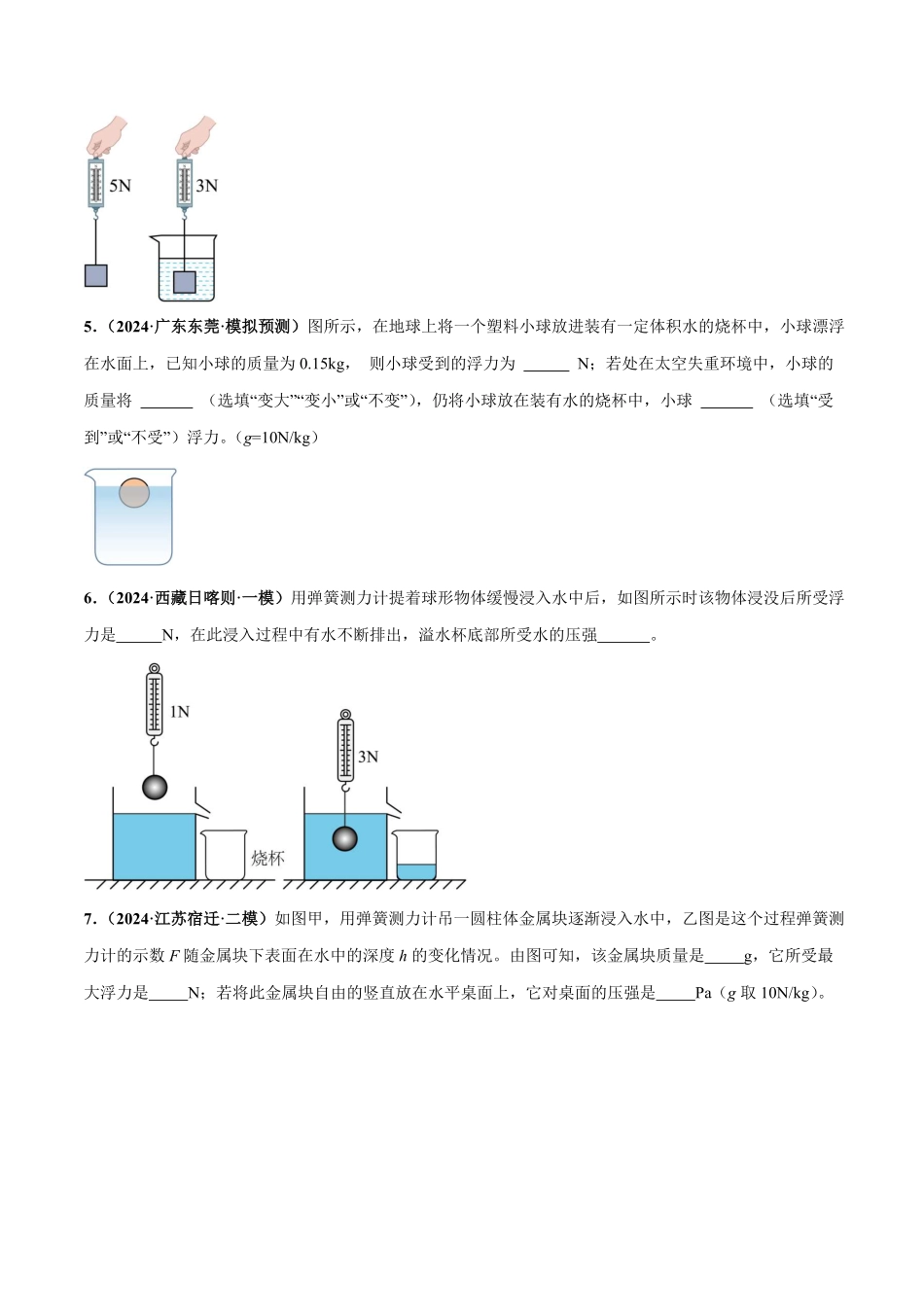 专题11  浮力（练习）（原卷版）【2025中考物理一轮讲练测】.pdf_第3页