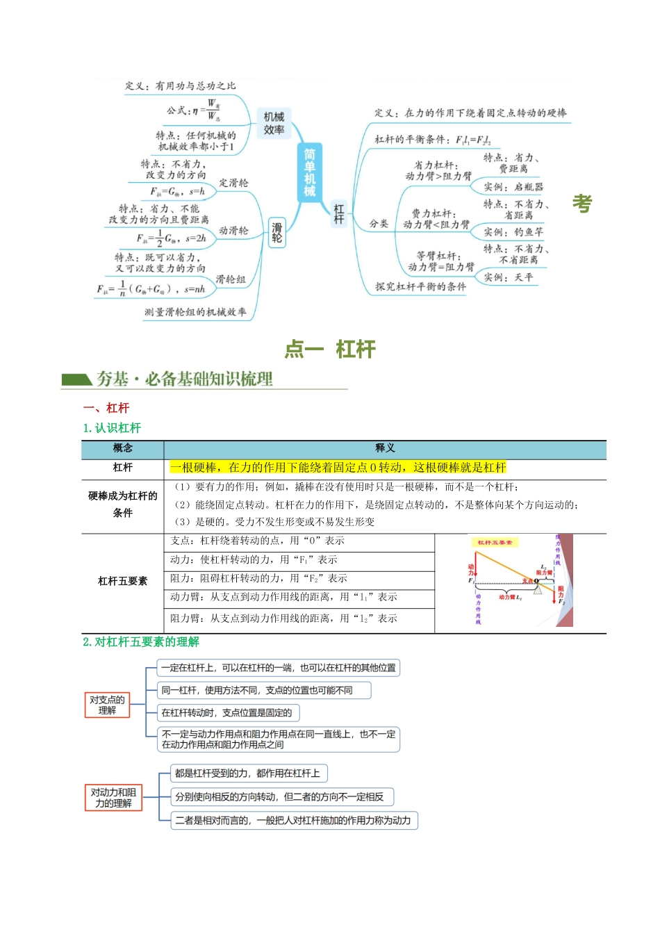 专题13  简单机械（2考点+8考向）（讲义）（解析版）-2025【寒假衔接】初中物理假期培优讲义9年级（人教版）.docx_第3页