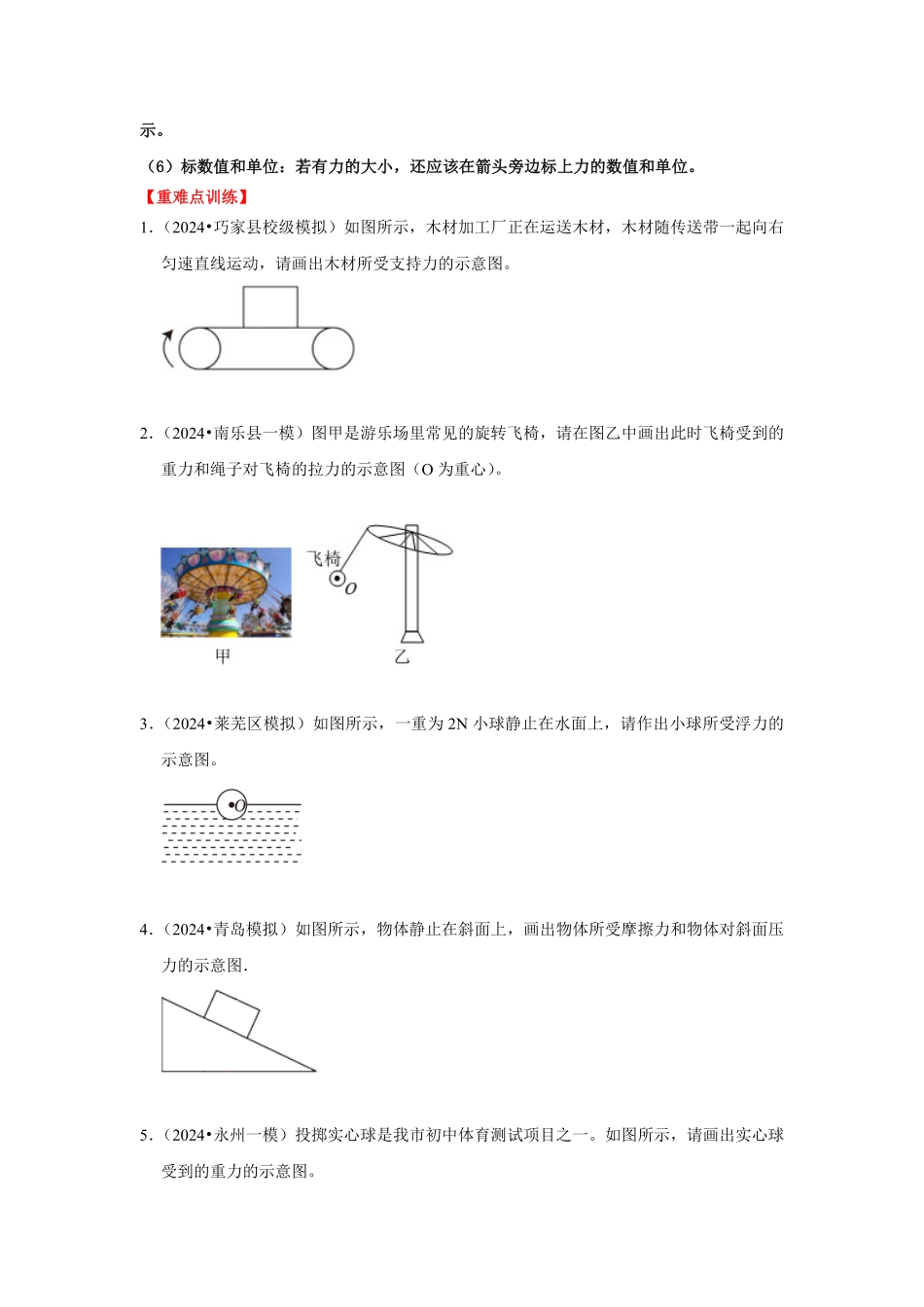 专题13  力学作图专题（原卷版）-2024年中考物理复习重难点讲解与训练(全国通用).pdf_第2页