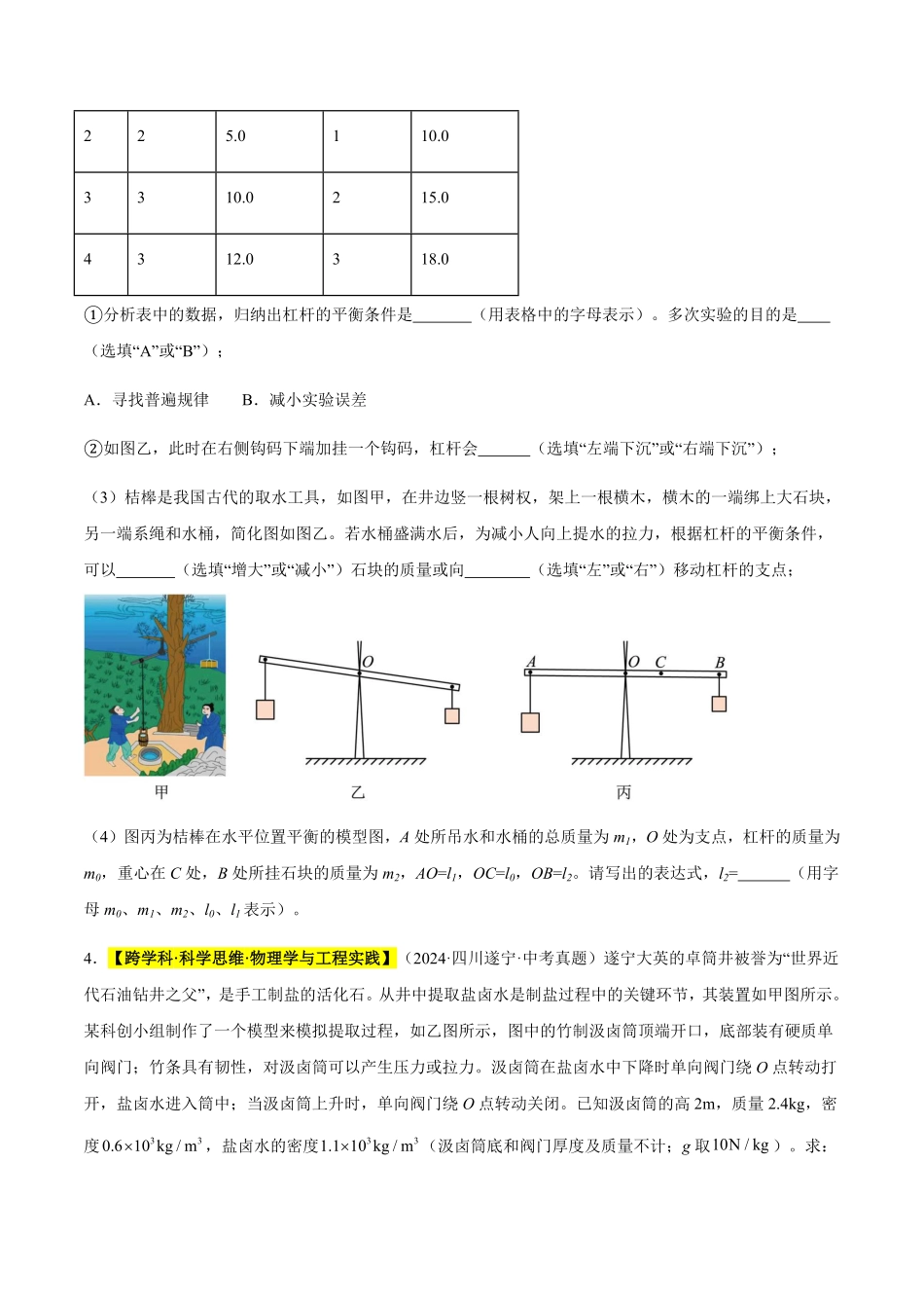 专题13 机械和机械效率（原卷版）【2025中考物理一轮讲练测】.pdf_第3页