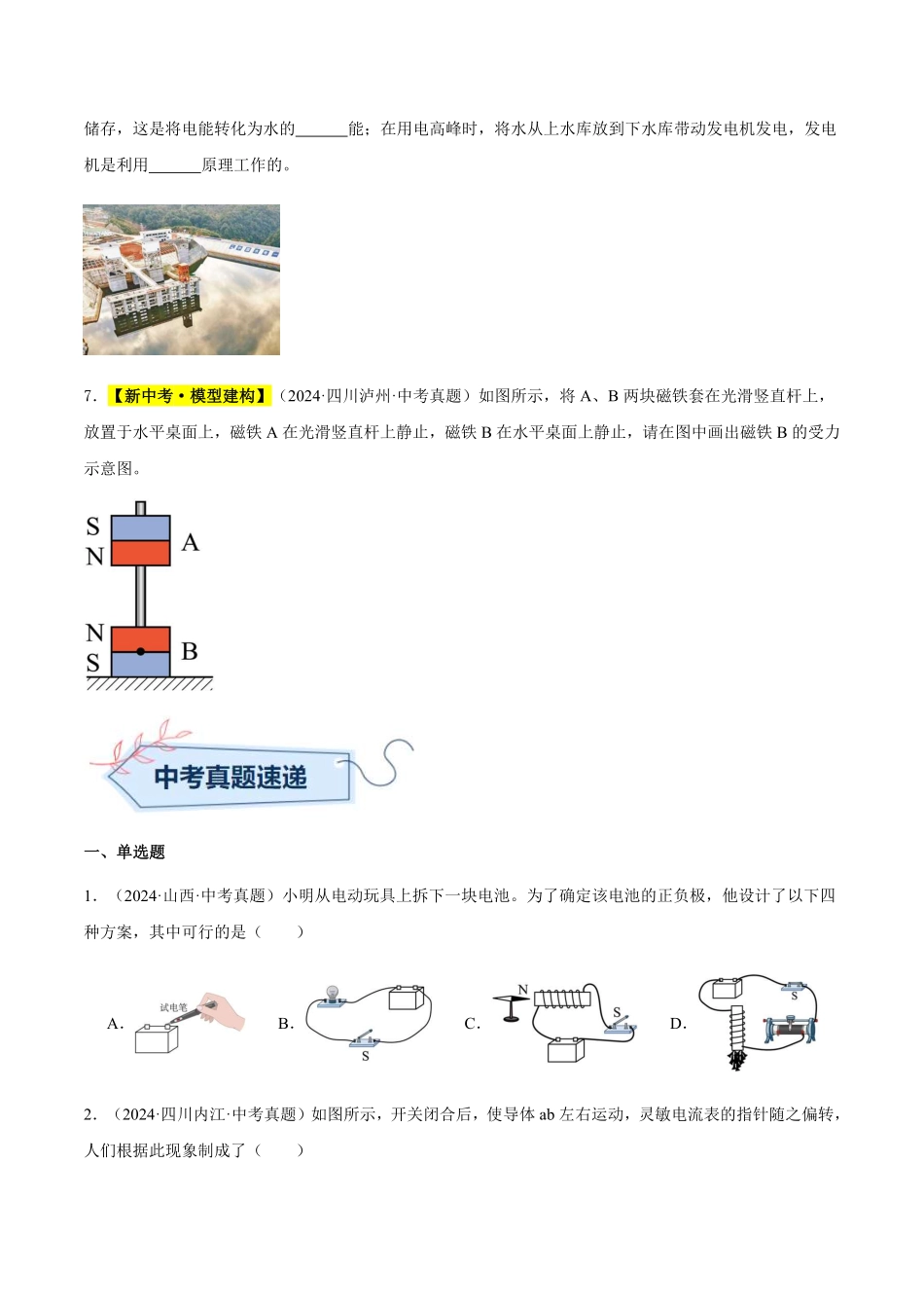 专题19 电与磁（原卷版）【2025中考物理一轮讲练测】.pdf_第3页