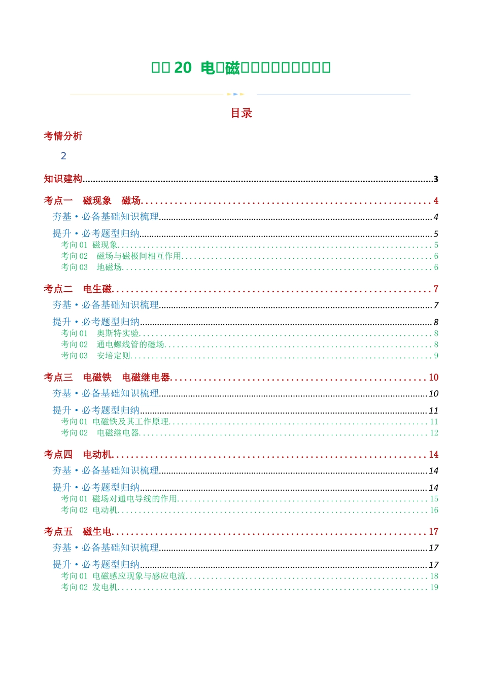 专题20  电与磁（5考点+12考向）（讲义）（学生版）-2025【寒假衔接】初中物理假期培优讲义9年级（人教版）.docx_第1页