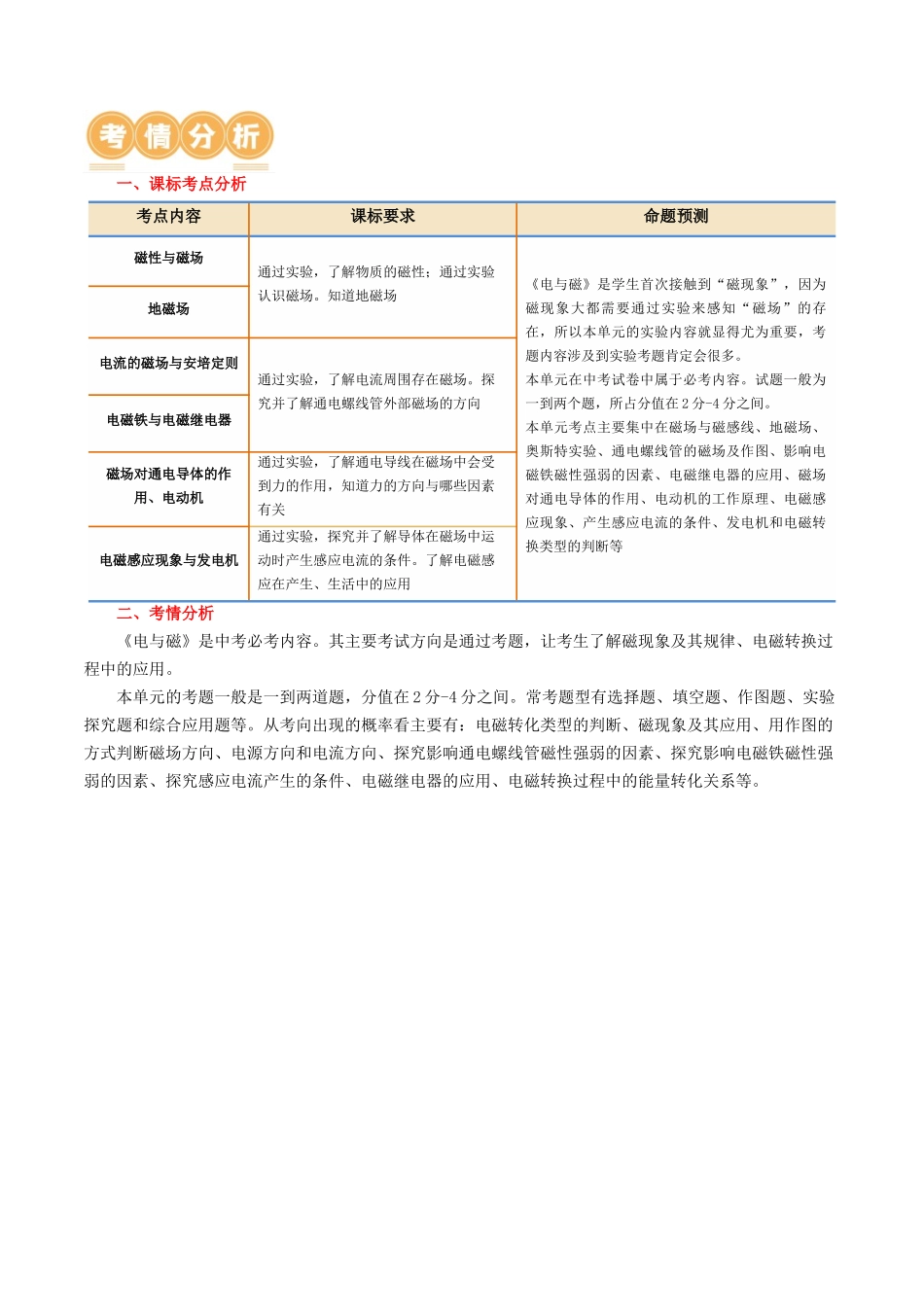 专题20  电与磁（5考点+12考向）（讲义）（学生版）-2025【寒假衔接】初中物理假期培优讲义9年级（人教版）.docx_第2页