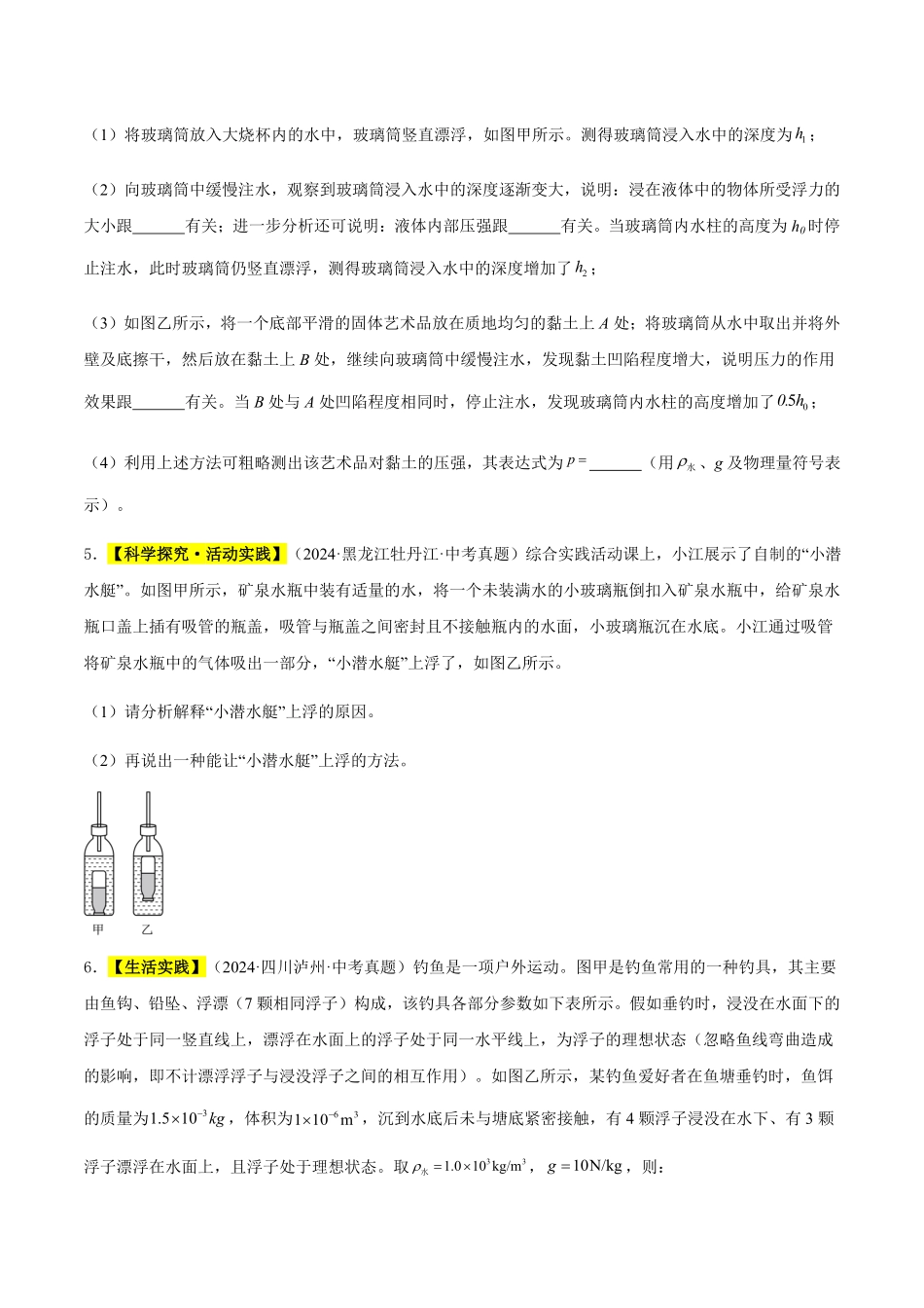 专题21 浮力的综合计算及分析（原卷版）【2025中考物理一轮讲练测】.pdf_第3页
