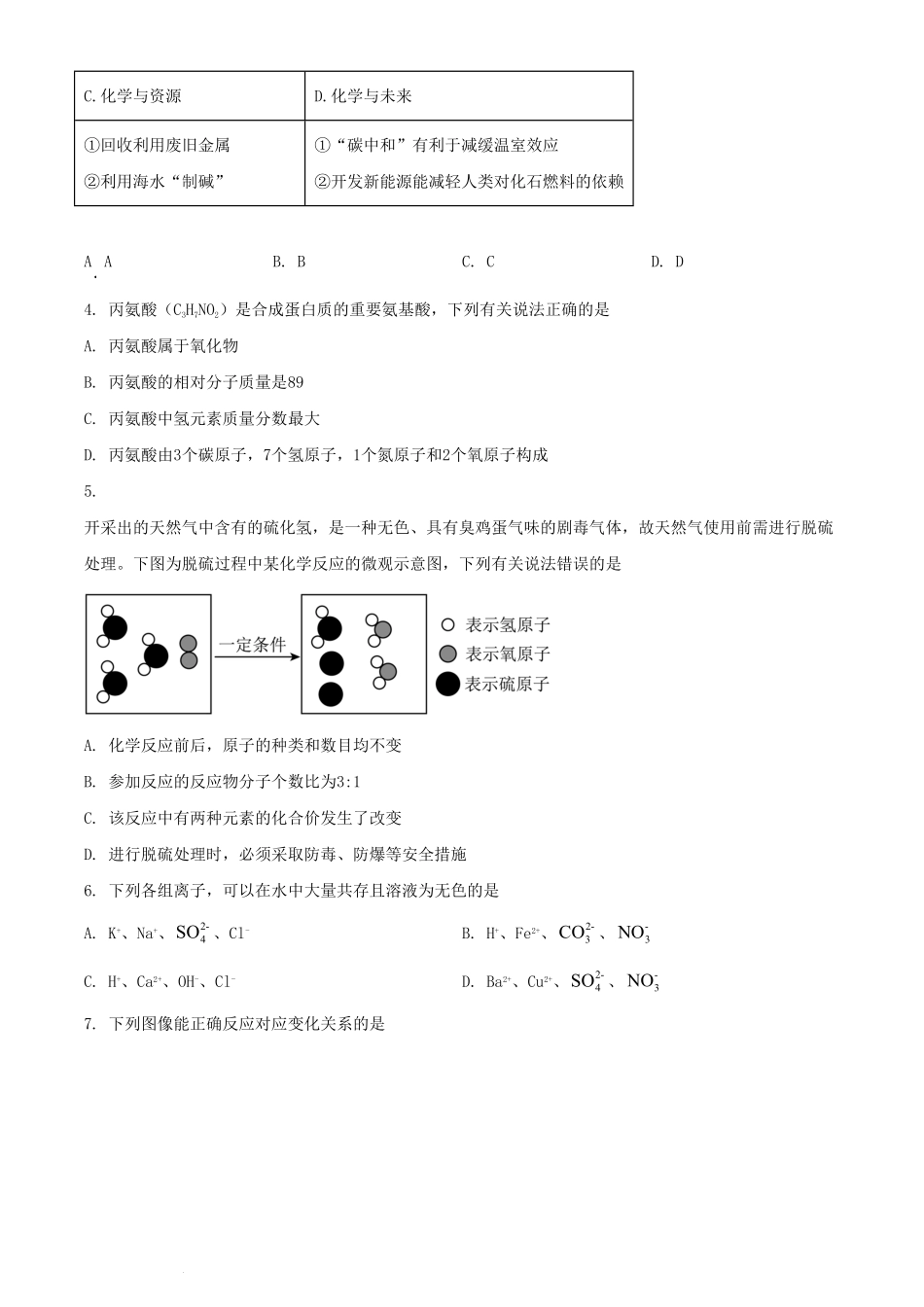 2024年四川达州中考化学试题及答案  (2).pdf_第2页