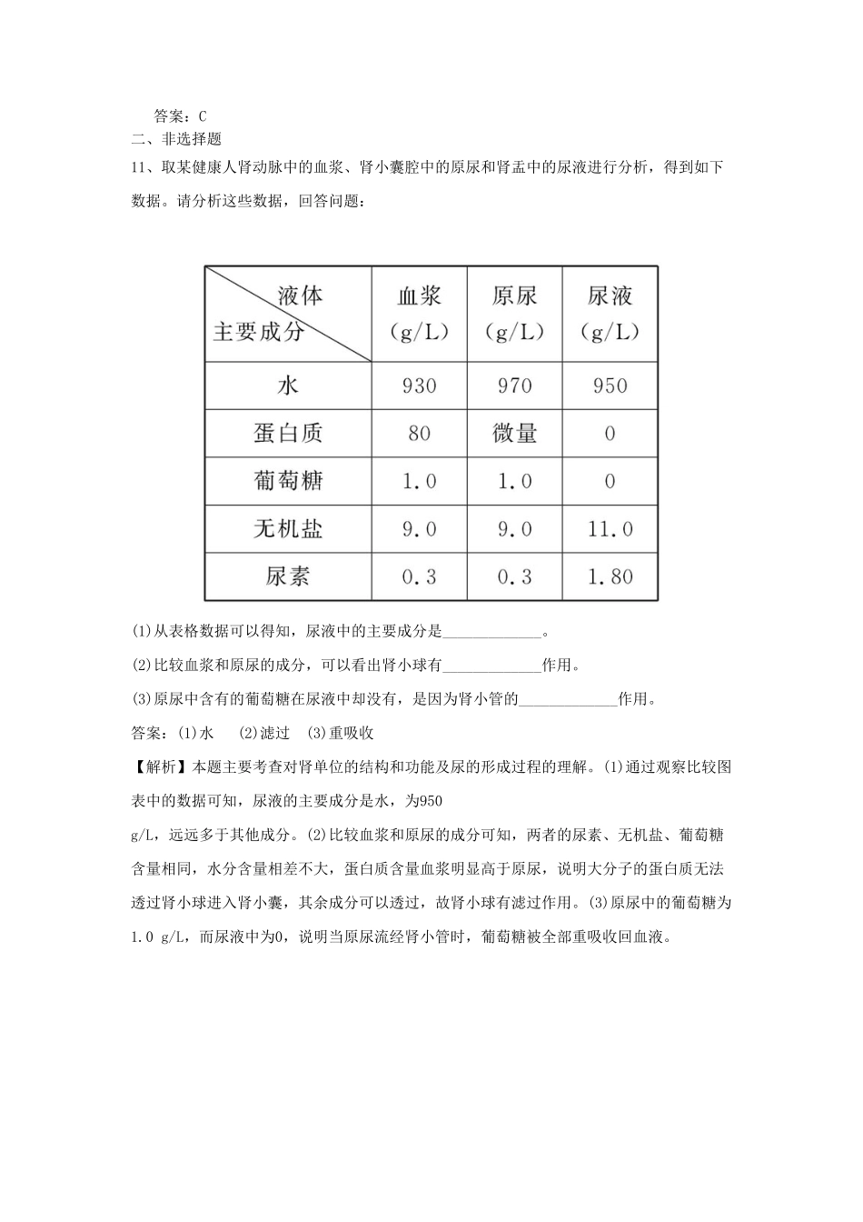 七年级下册生物第四单元第五章试卷及答案.pdf_第2页