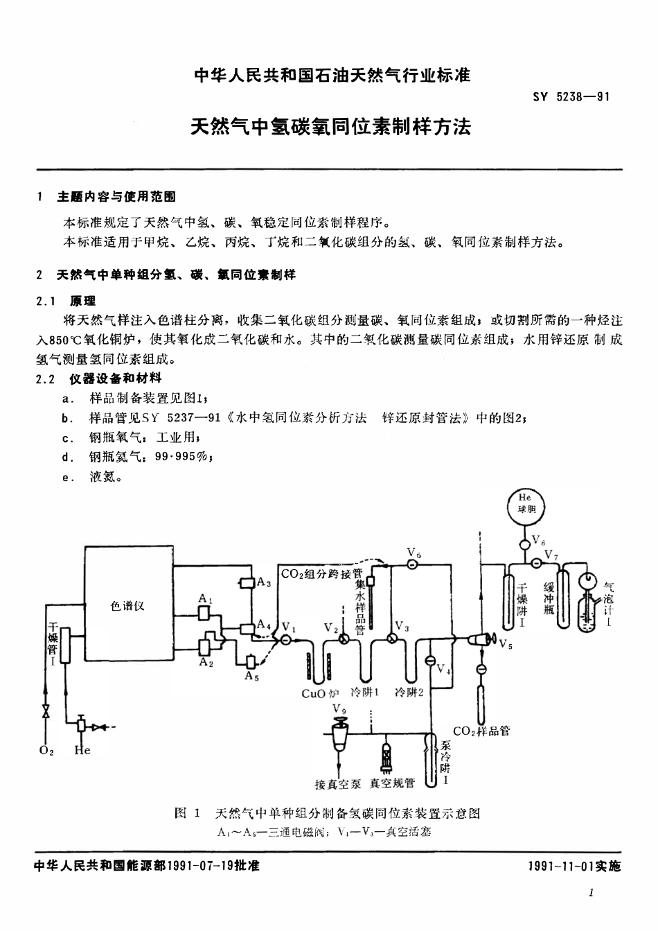 SY 5238-91 天然气中氢碳氧同位素制样方法.pdf_第2页