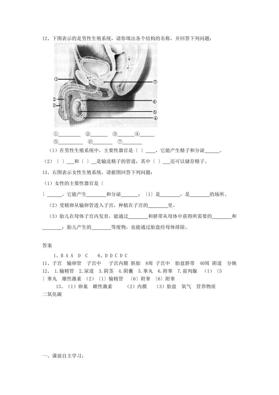 七年级下册生物第四单元第一章试卷及答案.pdf_第3页