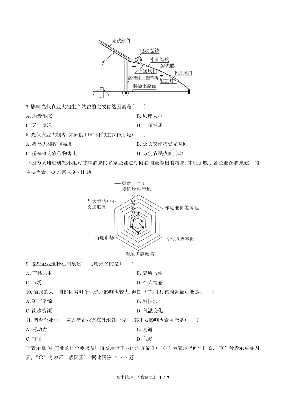 高中地理必修第二册第三章综合测试01含答案解析.pdf_第2页