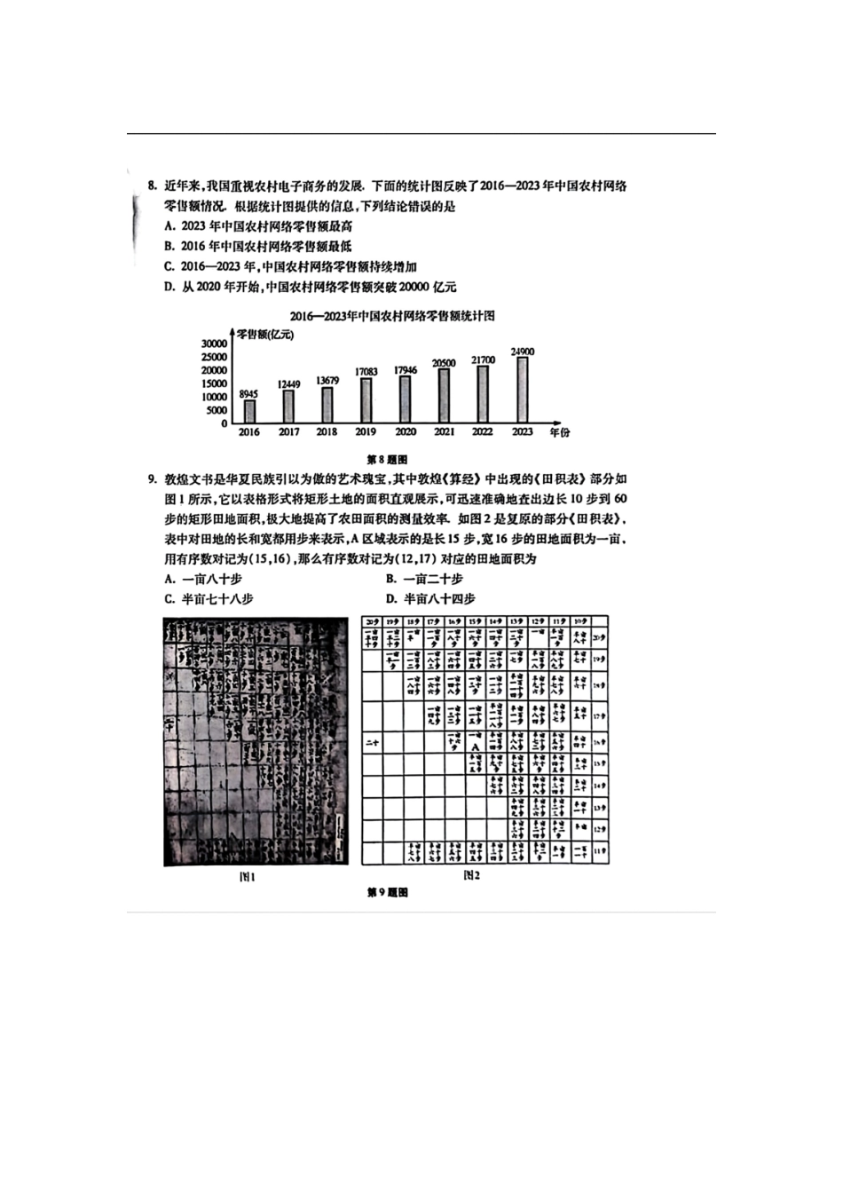 2024年甘肃平凉中考数学真题及答案.pdf_第2页