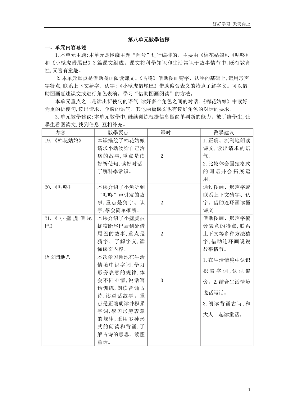 编版小学语文一年级下册-第八单元教学初探-试卷含答案.pdf_第1页