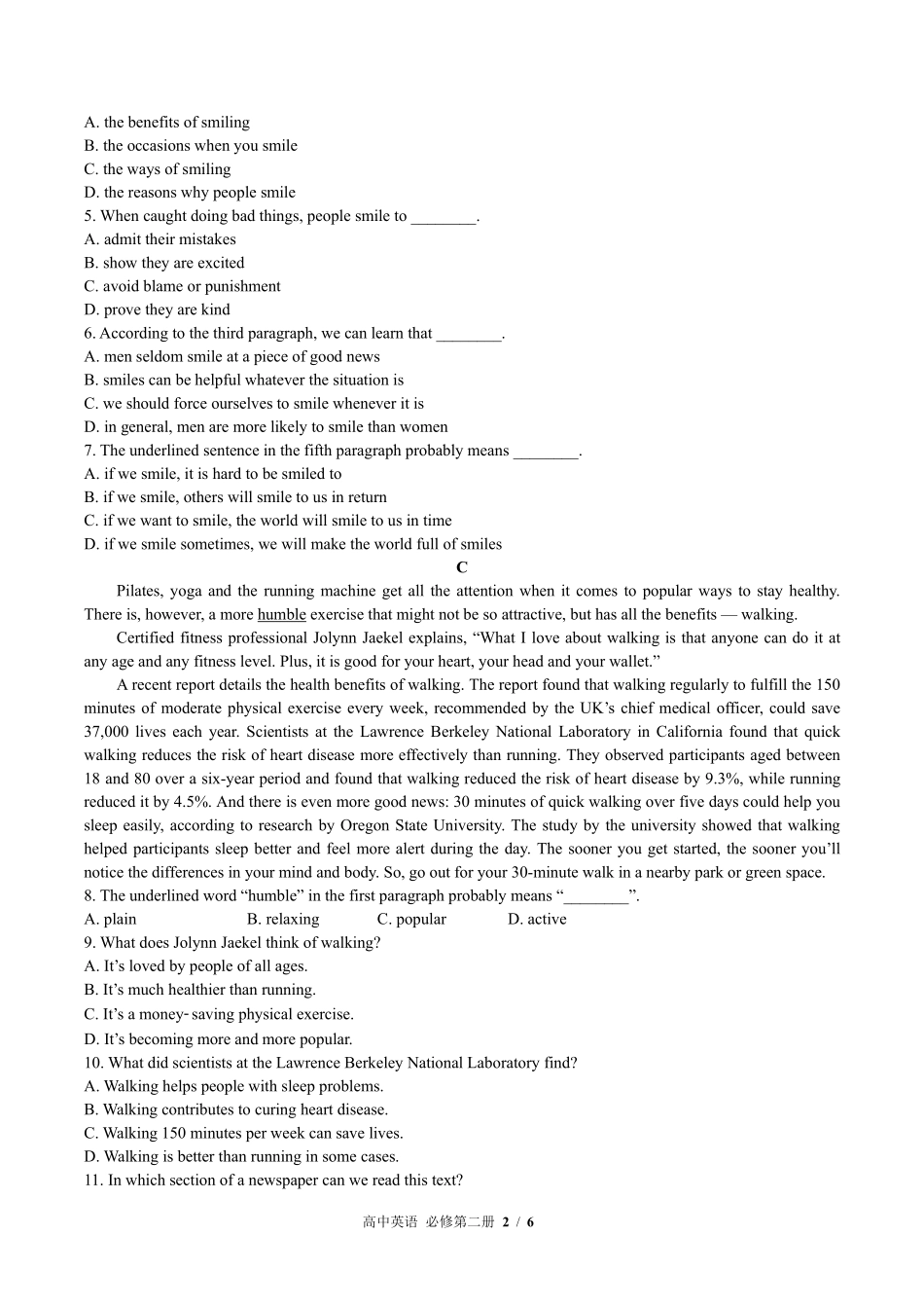 外研版高中英语必修第二册Unit1单元测试02含答案解析.pdf_第2页