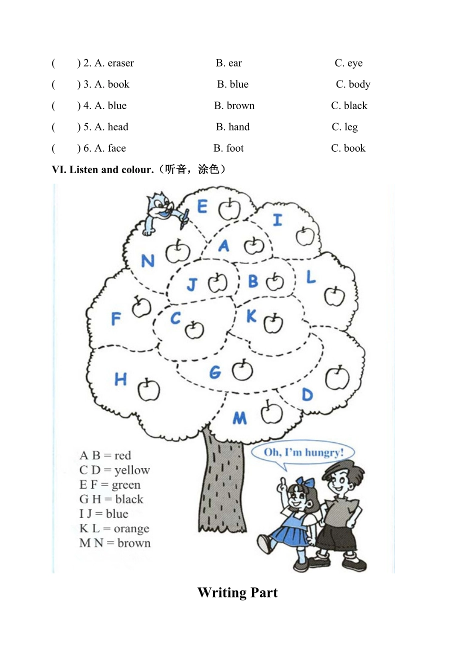 人教PEP版英语三年级上册期中测试题4含答案.pdf_第3页