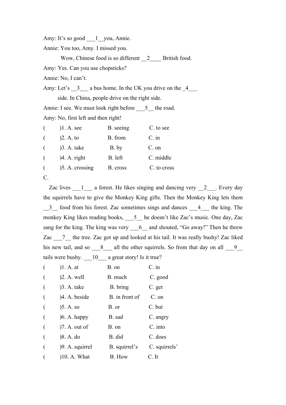 人教PEP版英语【期末突破】六年级上册期末专项卷-文章含答案.pdf_第3页