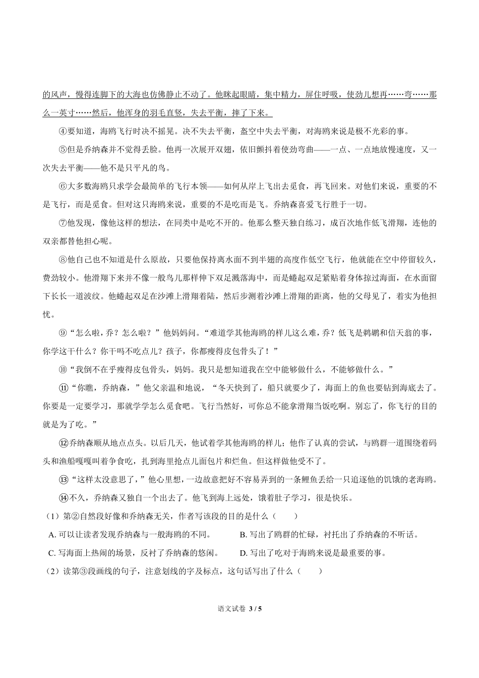 安徽省镜湖区小升初语文试卷.pdf_第3页