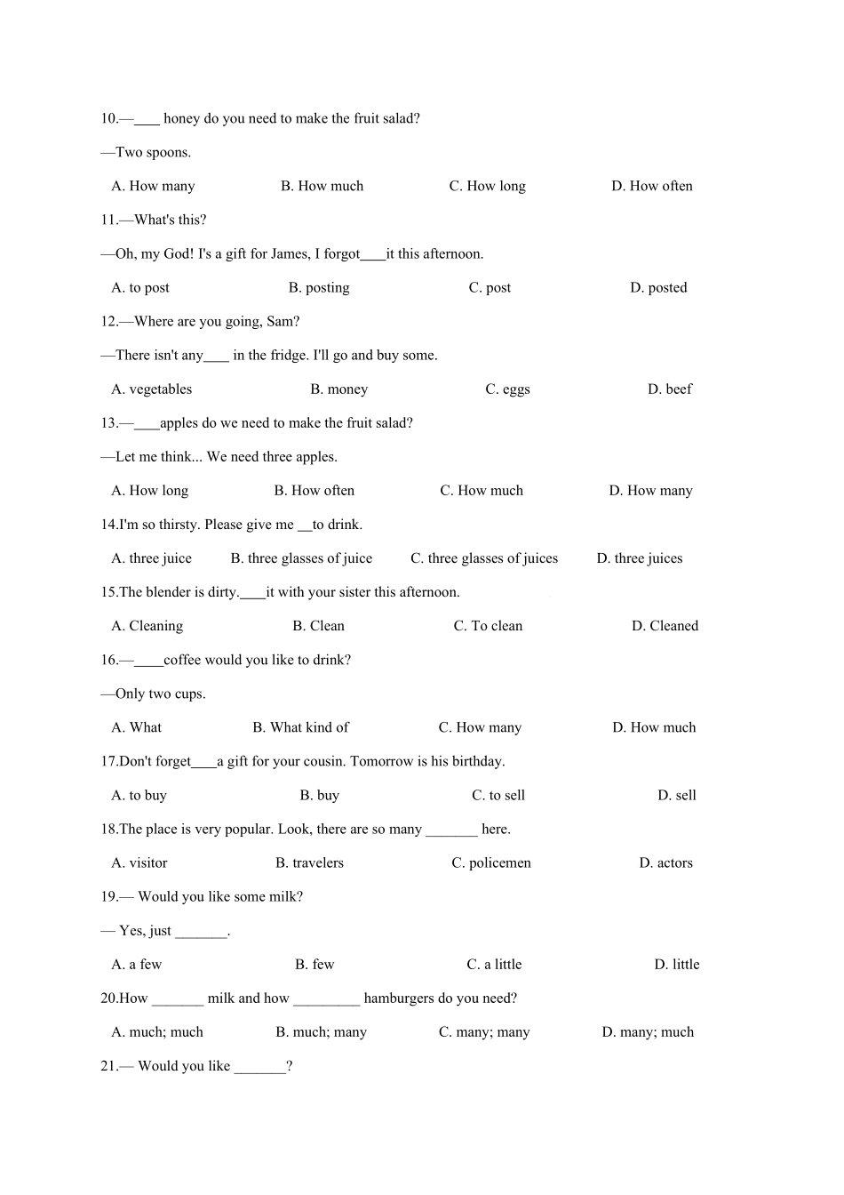 Unit8Howdoyoumakeabananamilkshake？【语法】年八年级英语上册单元易混易错点专项突破人教版含答案.pdf_第2页