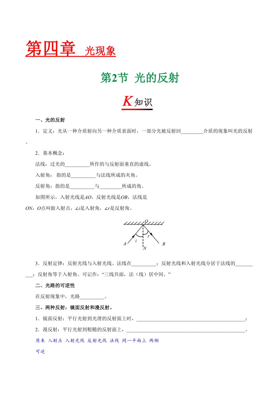 专题4.2光的反射八年级物理人教版上册含答案.pdf_第1页