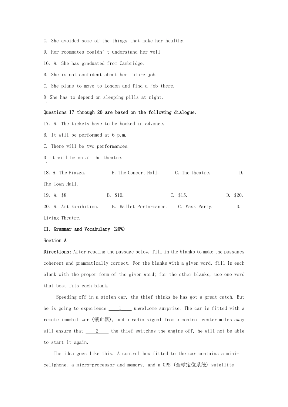 2021-2022学年上海市金山区高三上学期期中英语试题及答案.pdf_第3页