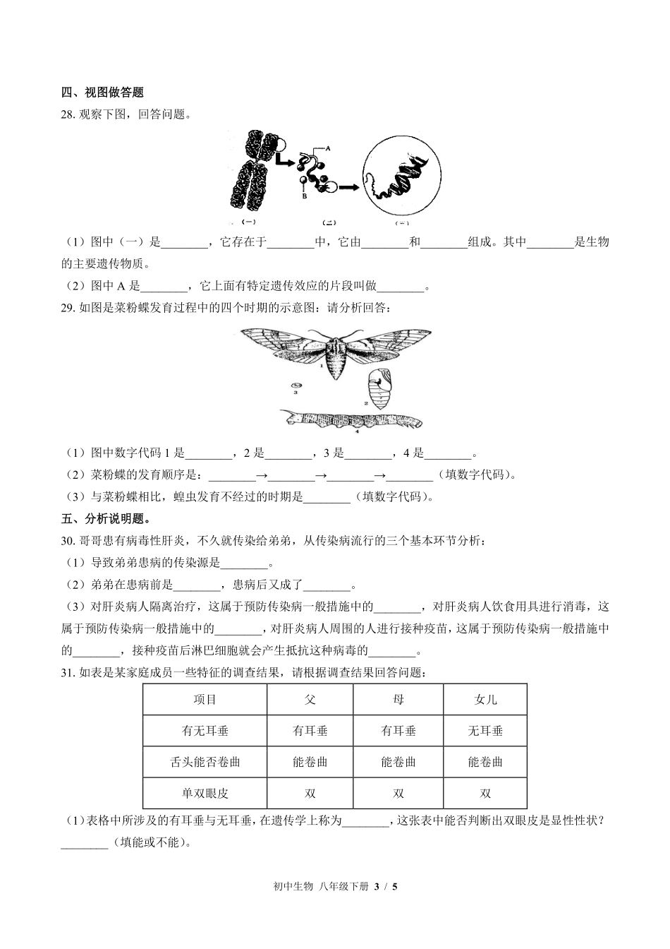 苏教版初中生物八年级下册期末测试03含答案解析.pdf_第3页