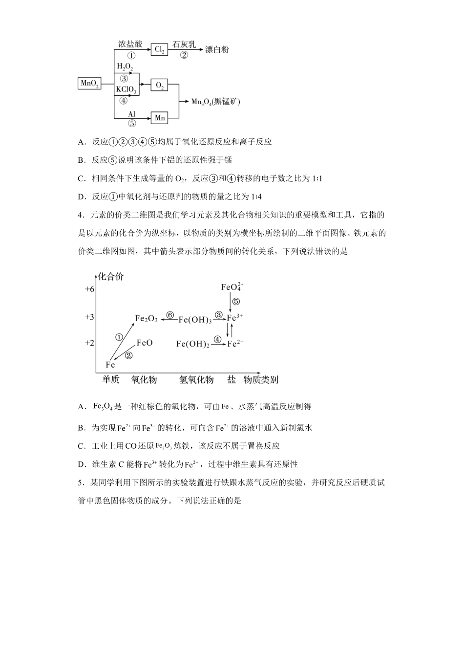 第三章第1节铁的多样性课时训练高一上学期化学人教版2019必修第一册含答案.pdf_第2页