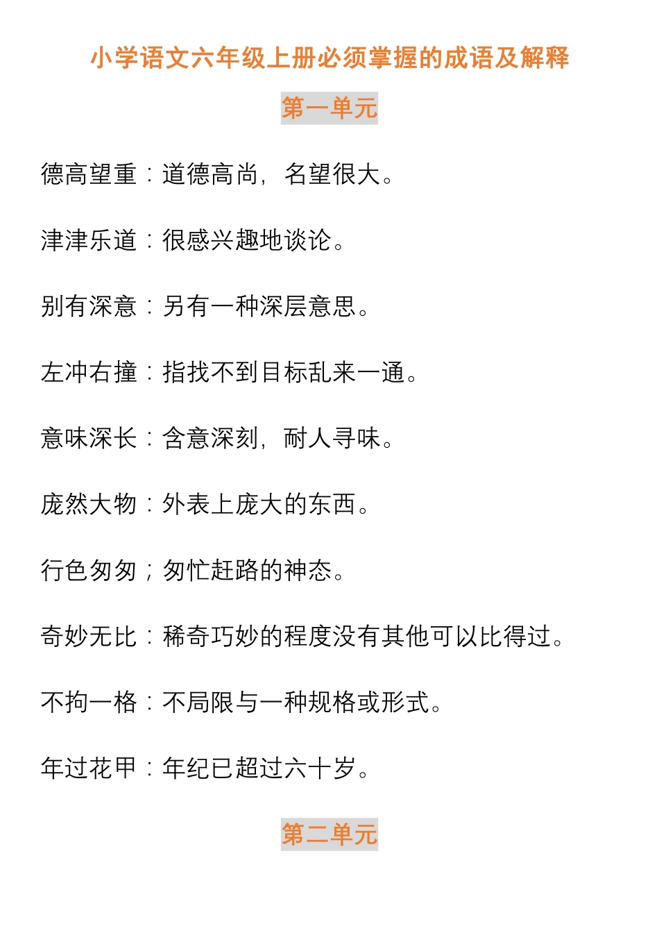 小学语文六年级上册必须掌握的成语及解释.pdf_第1页
