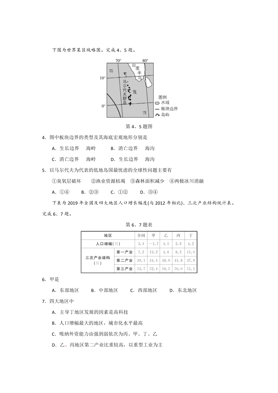 地理●浙江卷丨2021年6月浙江省普通高校招生选考科目考试地理试卷及答案.pdf_第2页