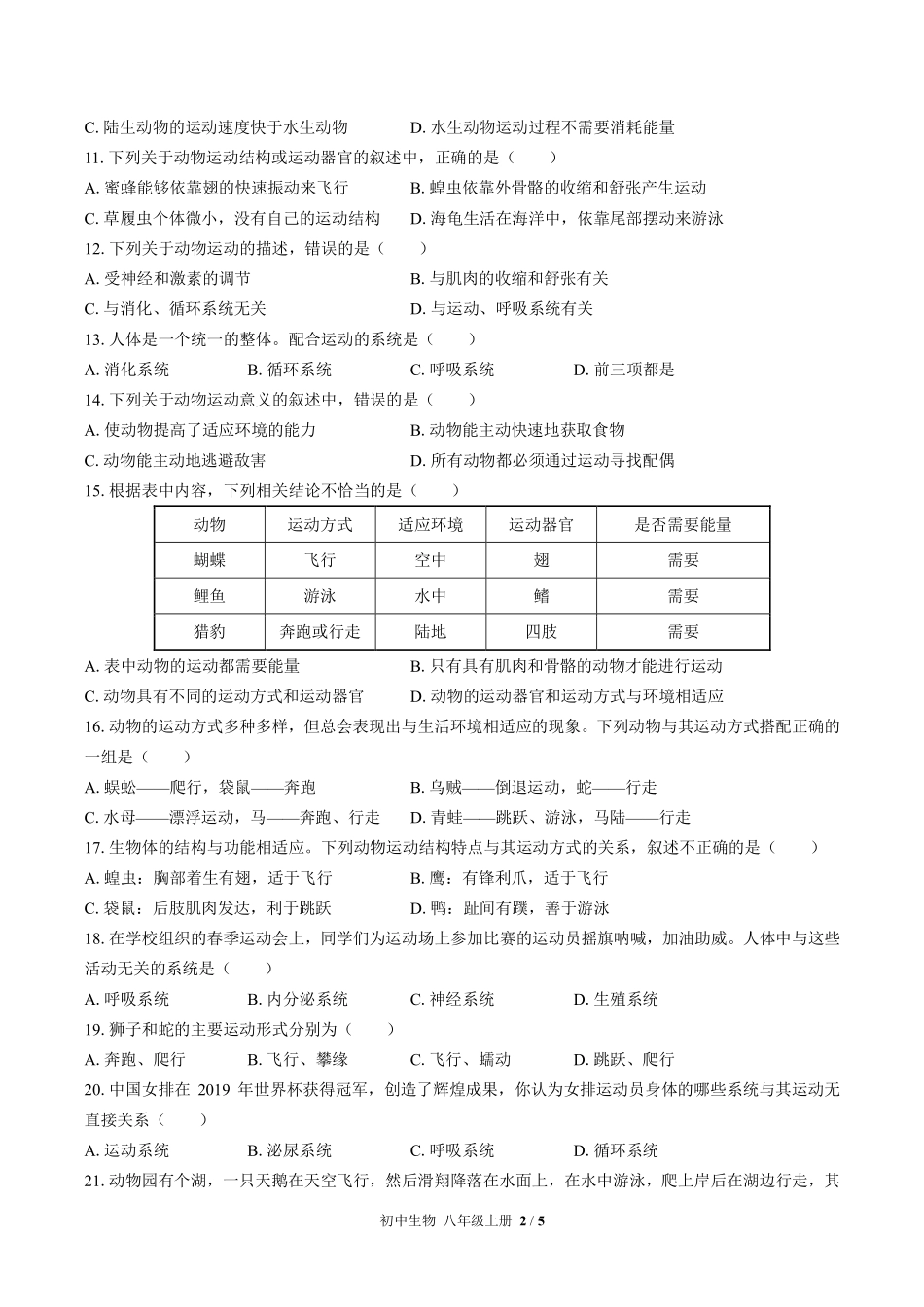苏教版初中生物八年级上册第十七章综合测试03含答案解析.pdf_第2页