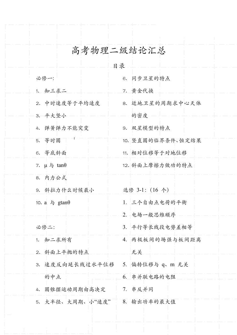 高考物理二级结论汇总.pdf_第1页