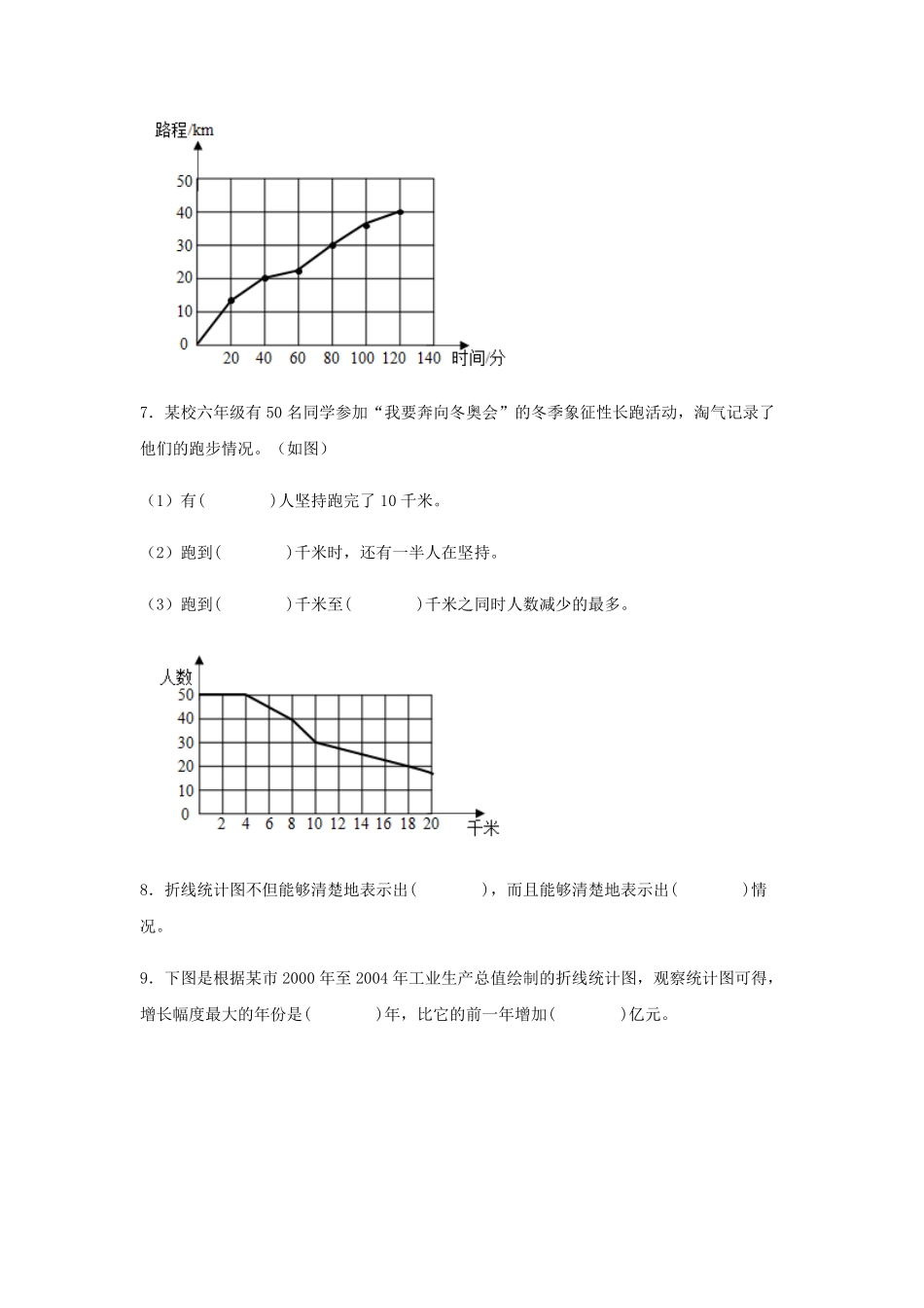 7.1单式折线统计图五年级下册数学同步练习人教版含答案.pdf_第3页