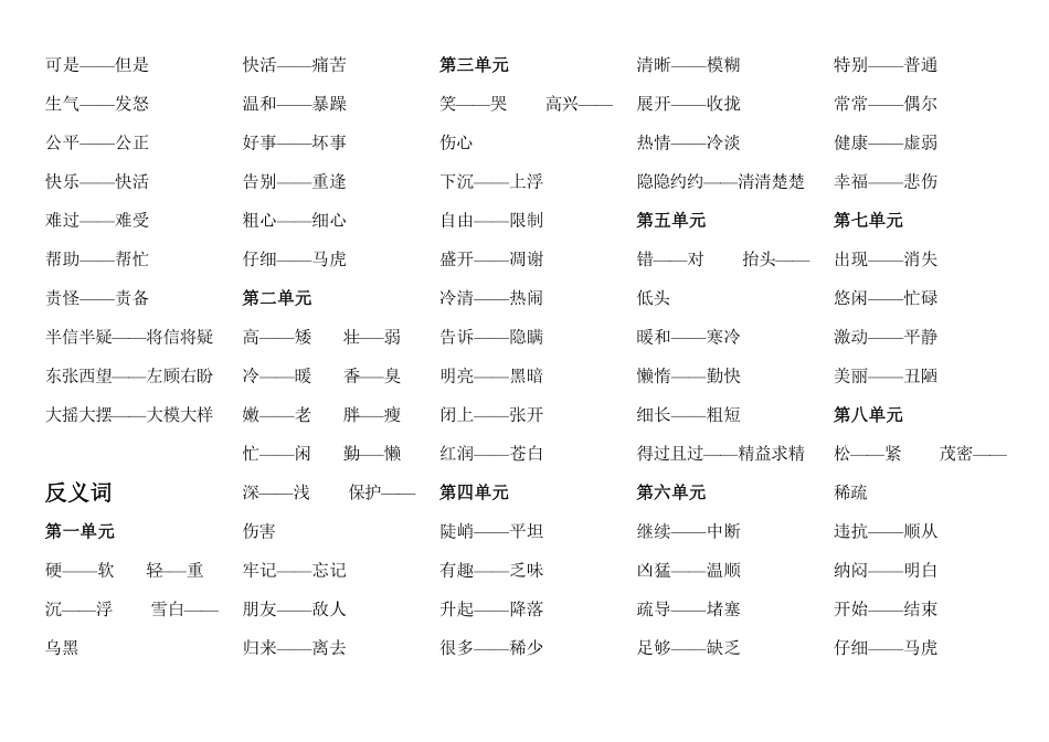 部编版二年级语文上册近反义词汇总含答案.pdf_第2页