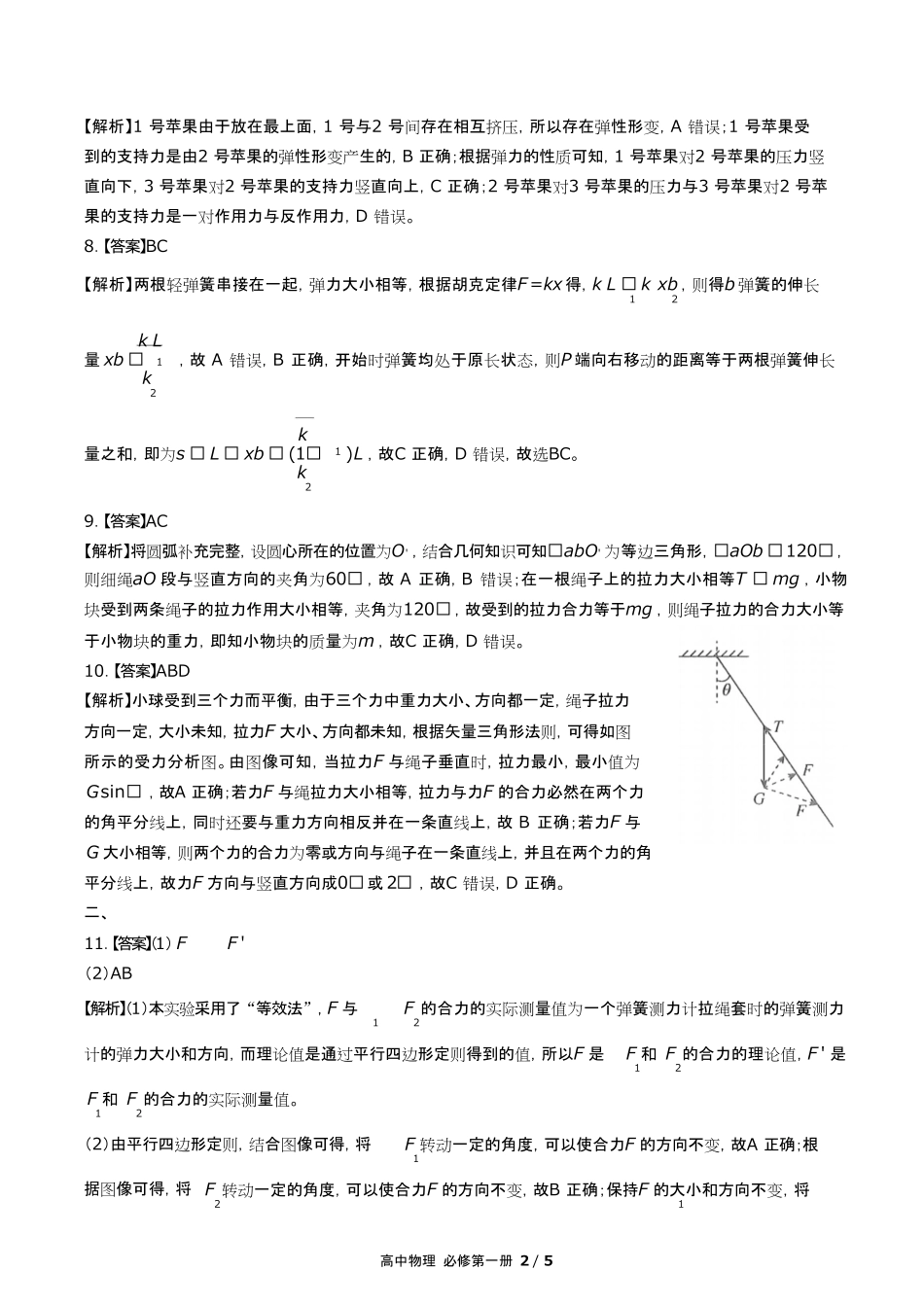 人教版高中物理必修第一册第三章综合测试试卷含答案-答案在前.pdf_第2页