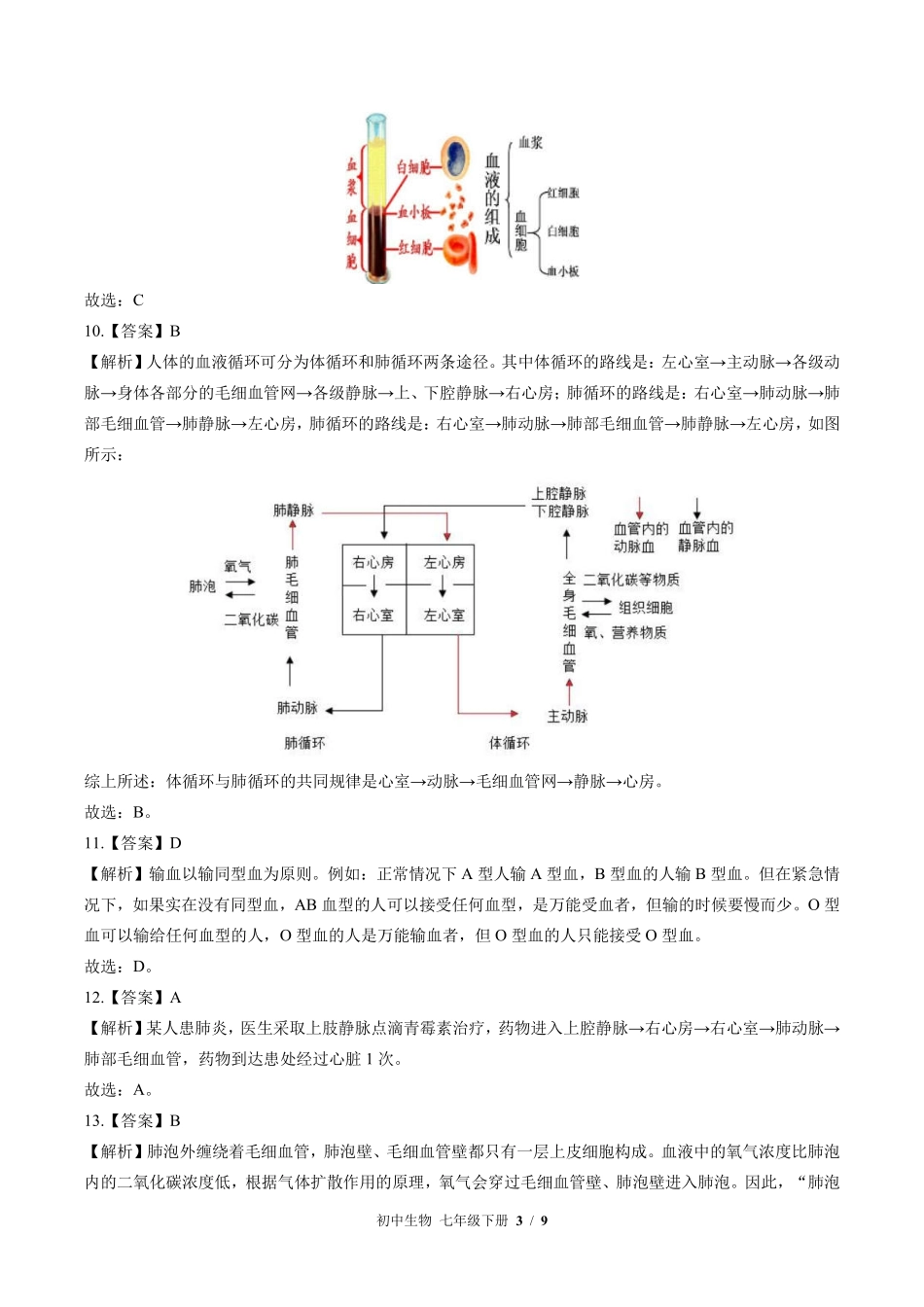 北师大版-初中生物七年级下册期中测试试卷02含答案在前.pdf_第3页