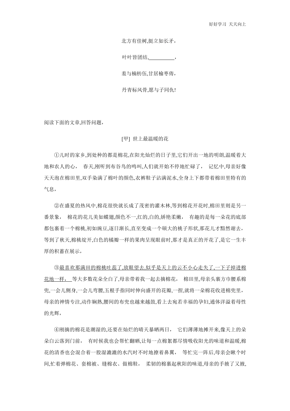 八年级上册语文部编版课时练《第15课-白杨礼赞》03含答案.pdf_第3页