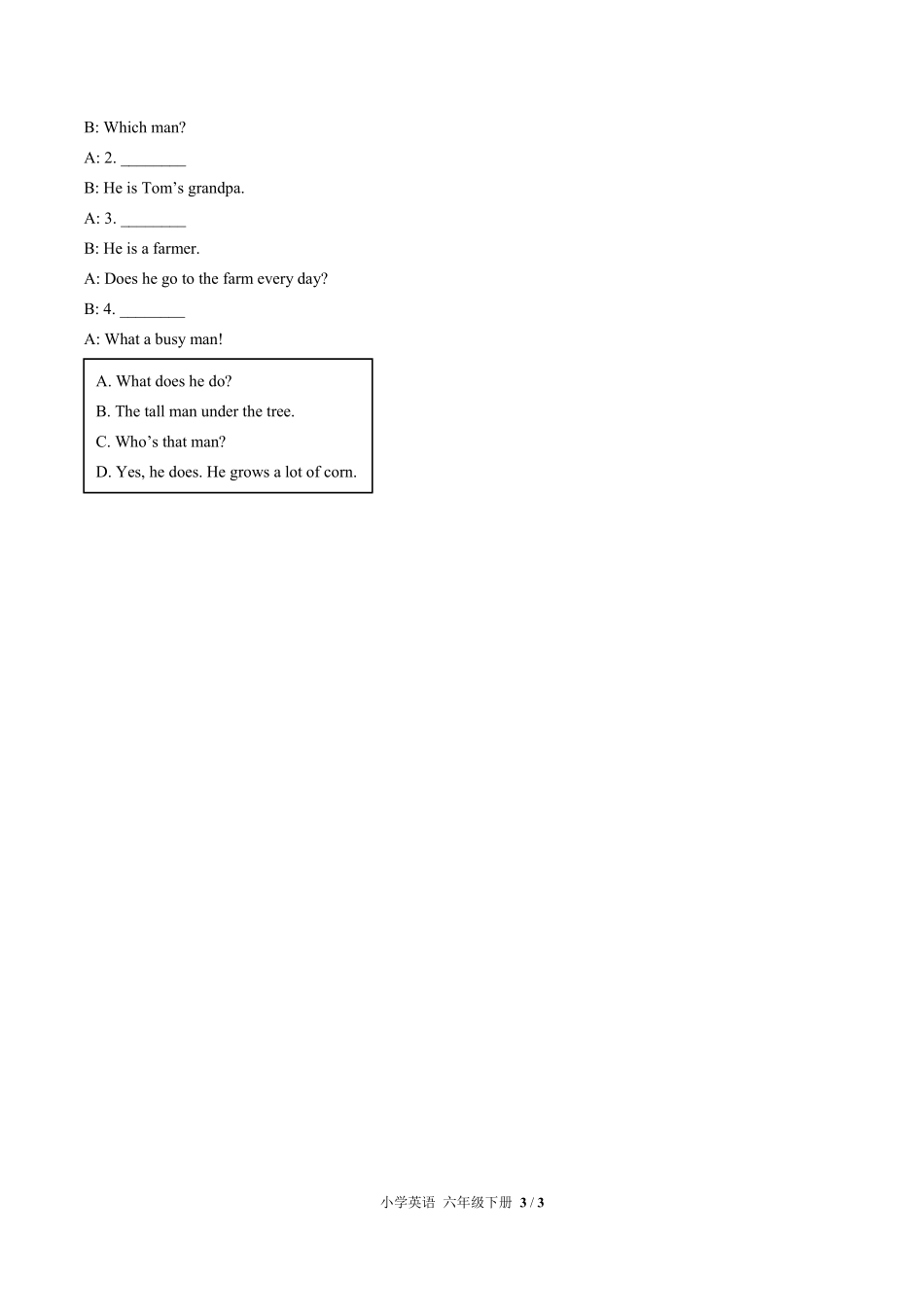 闽教版三年级起点小学英语六年级下册Unit5单元测试试卷含答案02.pdf_第3页