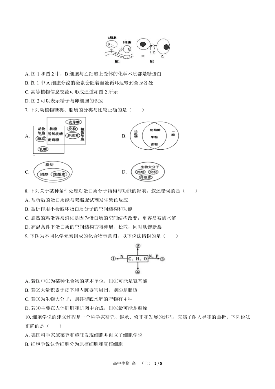高中生物高一年级上册期中测试03含答案解析.pdf_第2页