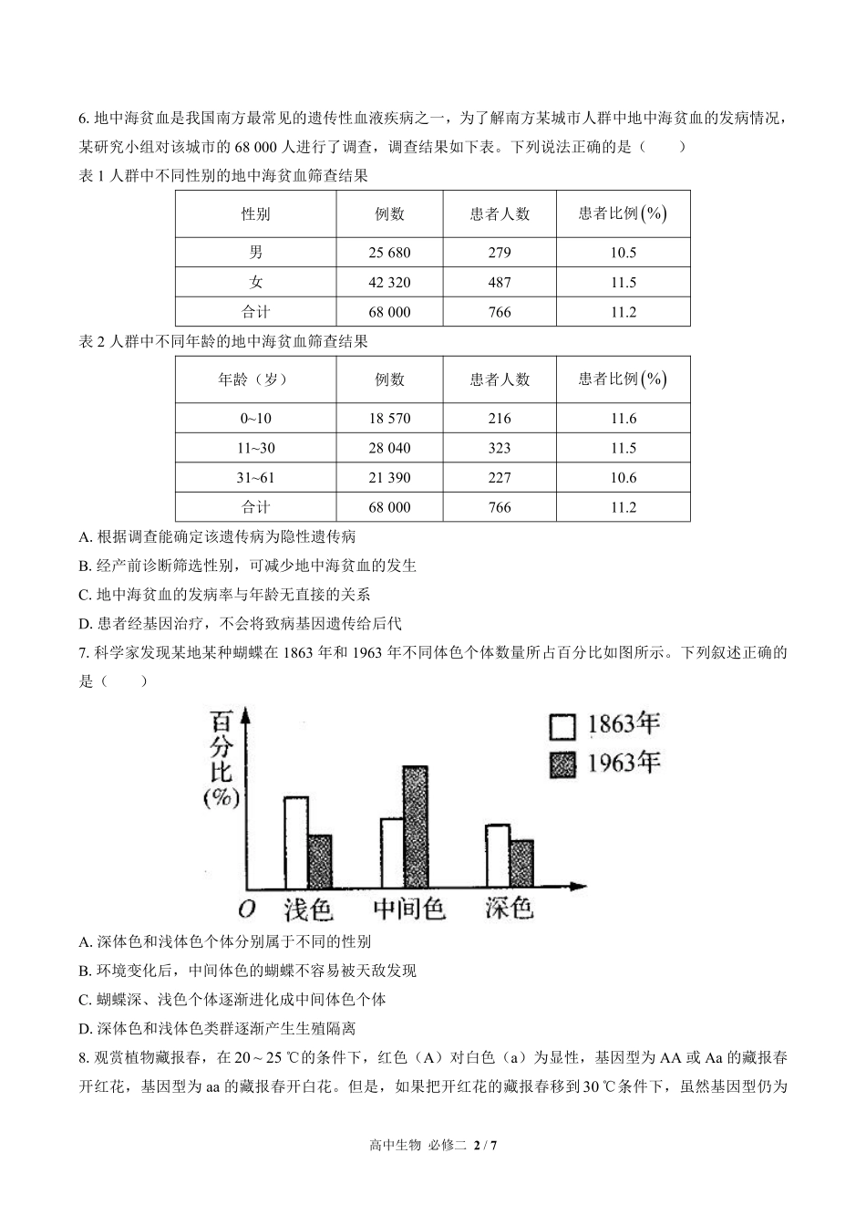 高中生物必修2遗传与进化第6章综合测试03含答案解析.pdf_第2页
