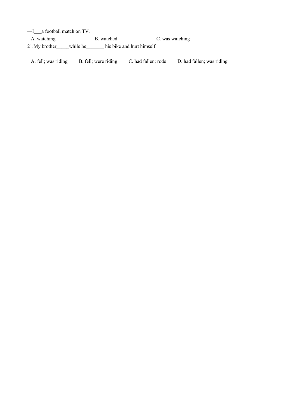 小升初英语专题复习语法专练过去进行时 有答案.pdf_第2页