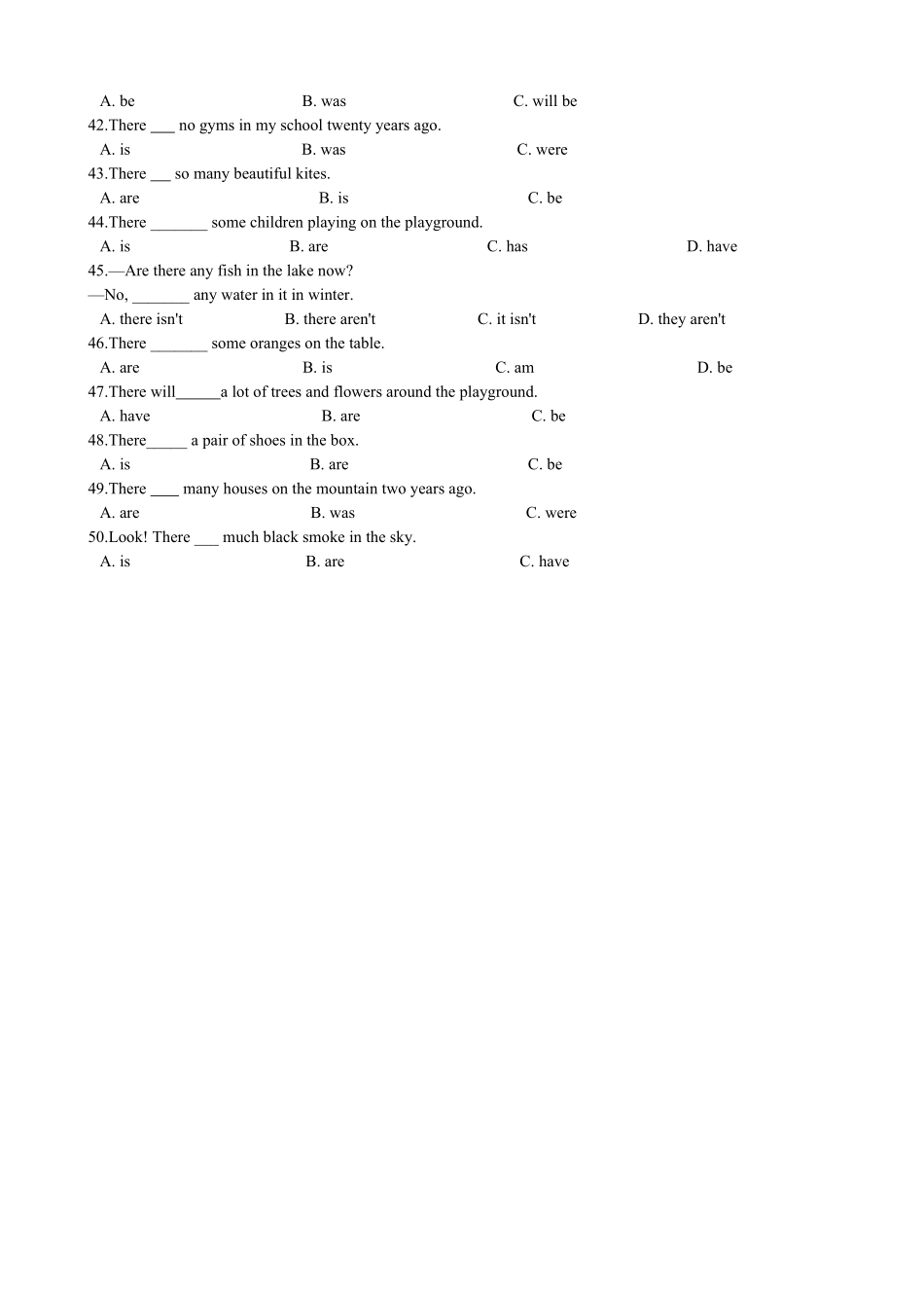 小升初英语专题复习语法专练there be句型、同义句及倒装句 有答案.pdf_第3页