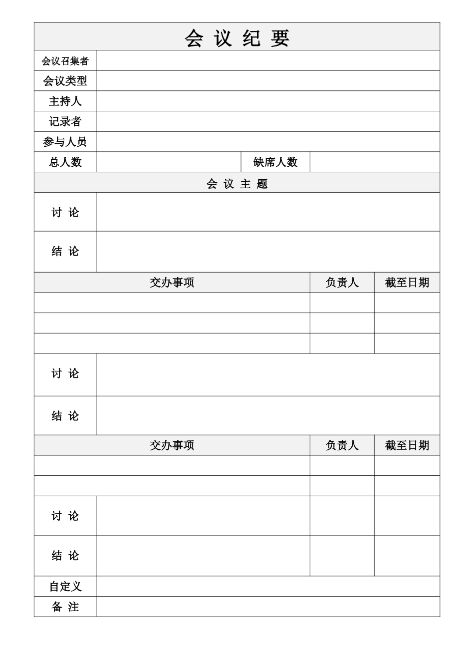 2028会议记录-会议纪要表格模板6篇.docx_第1页