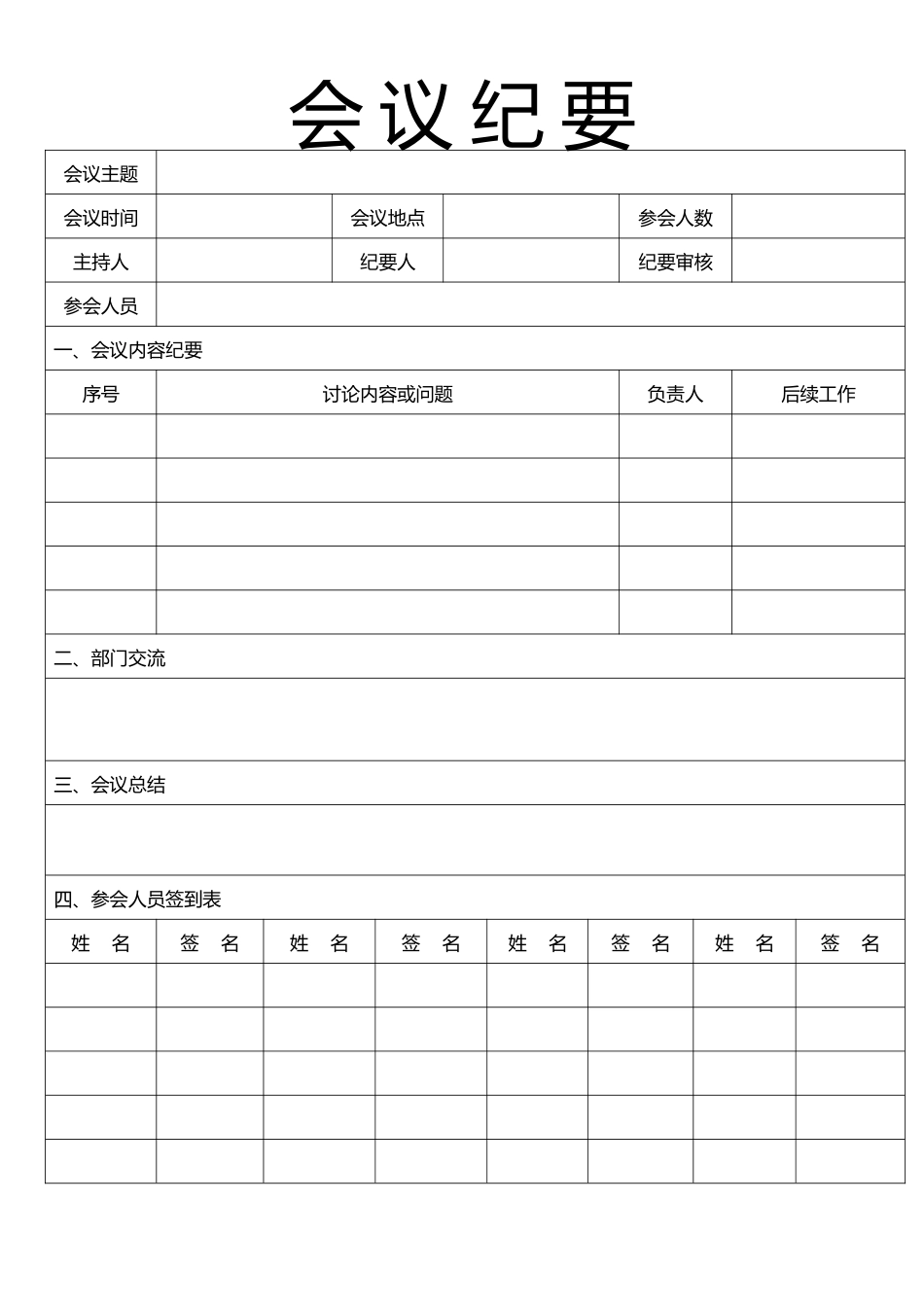 5896会议记录-会议纪要表格模板3篇.docx_第1页