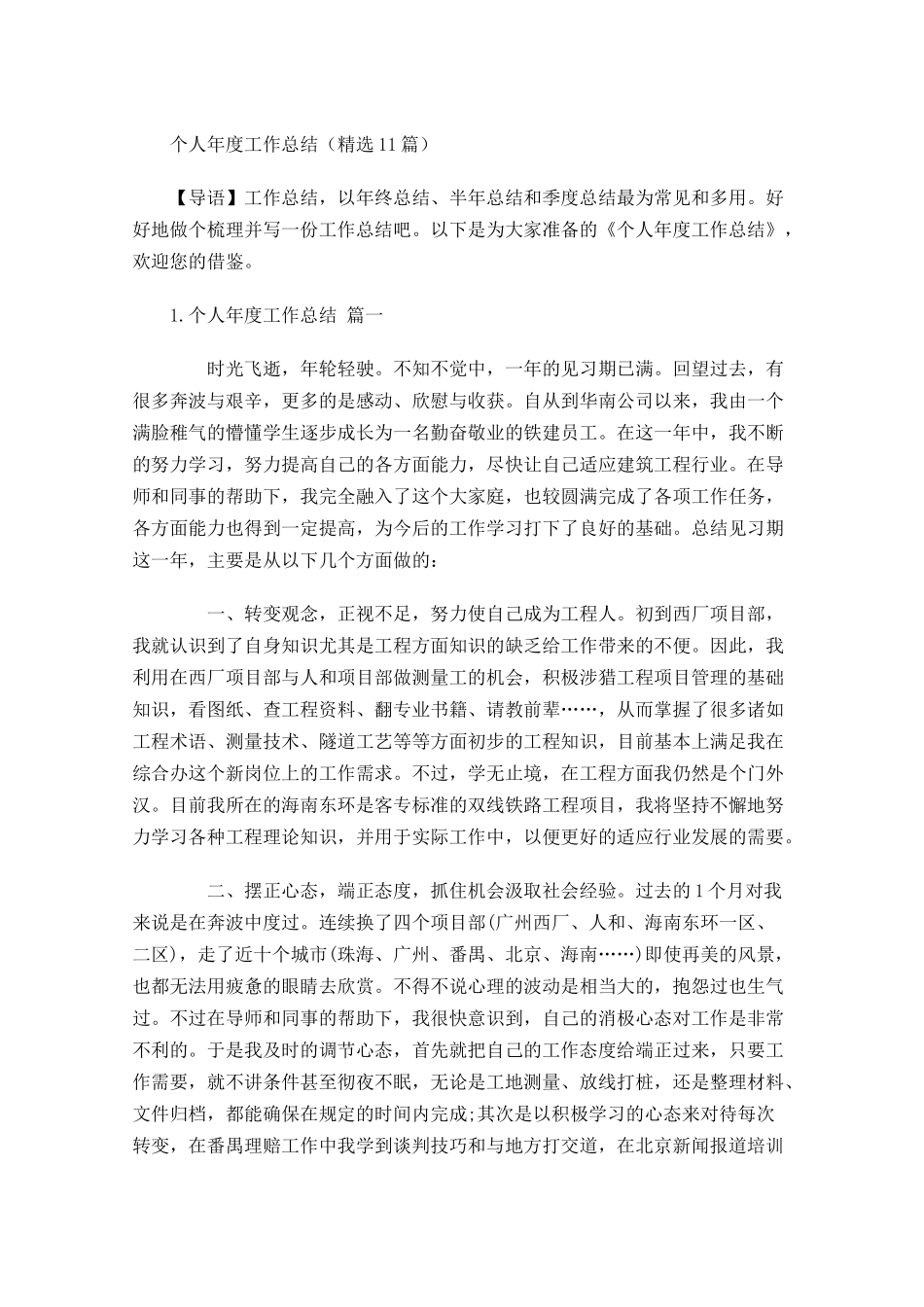 个人年度工作总结精选10篇1.docx_第1页
