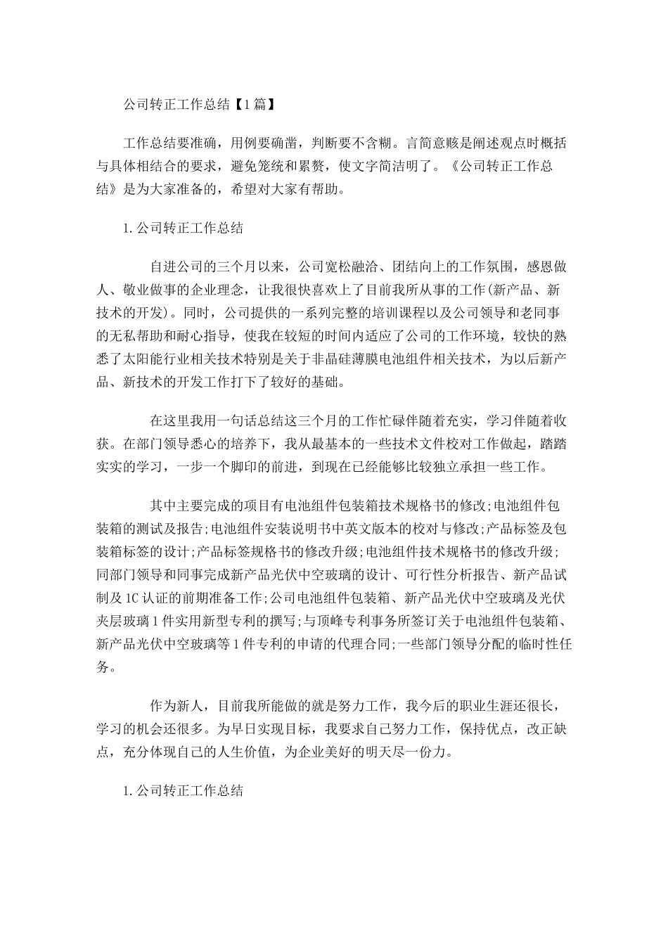 公司转正工作总结【5篇】.docx_第1页