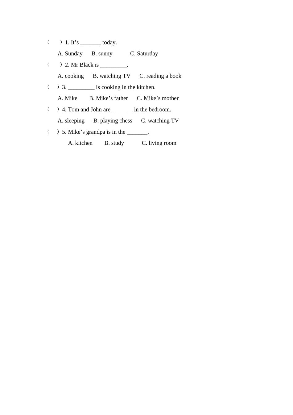 人教PEP版五年级英语下册Unit5PartB第二课时课时练含答案.docx_第2页