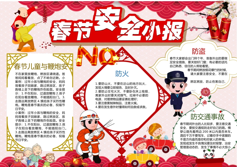 春节安全1手抄报打印版文字可编辑删除.docx_第1页