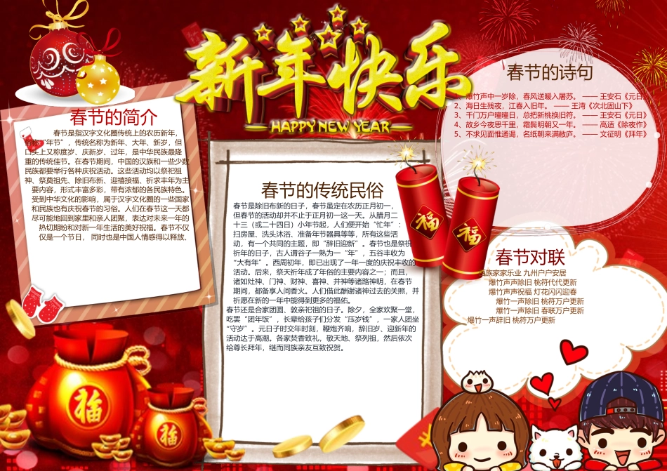 春节手抄报打印版文字可编辑删除12.docx_第1页