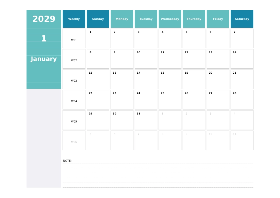 日历表2029年日历英文版横向排版周日开始带周数3.xlsx_第1页