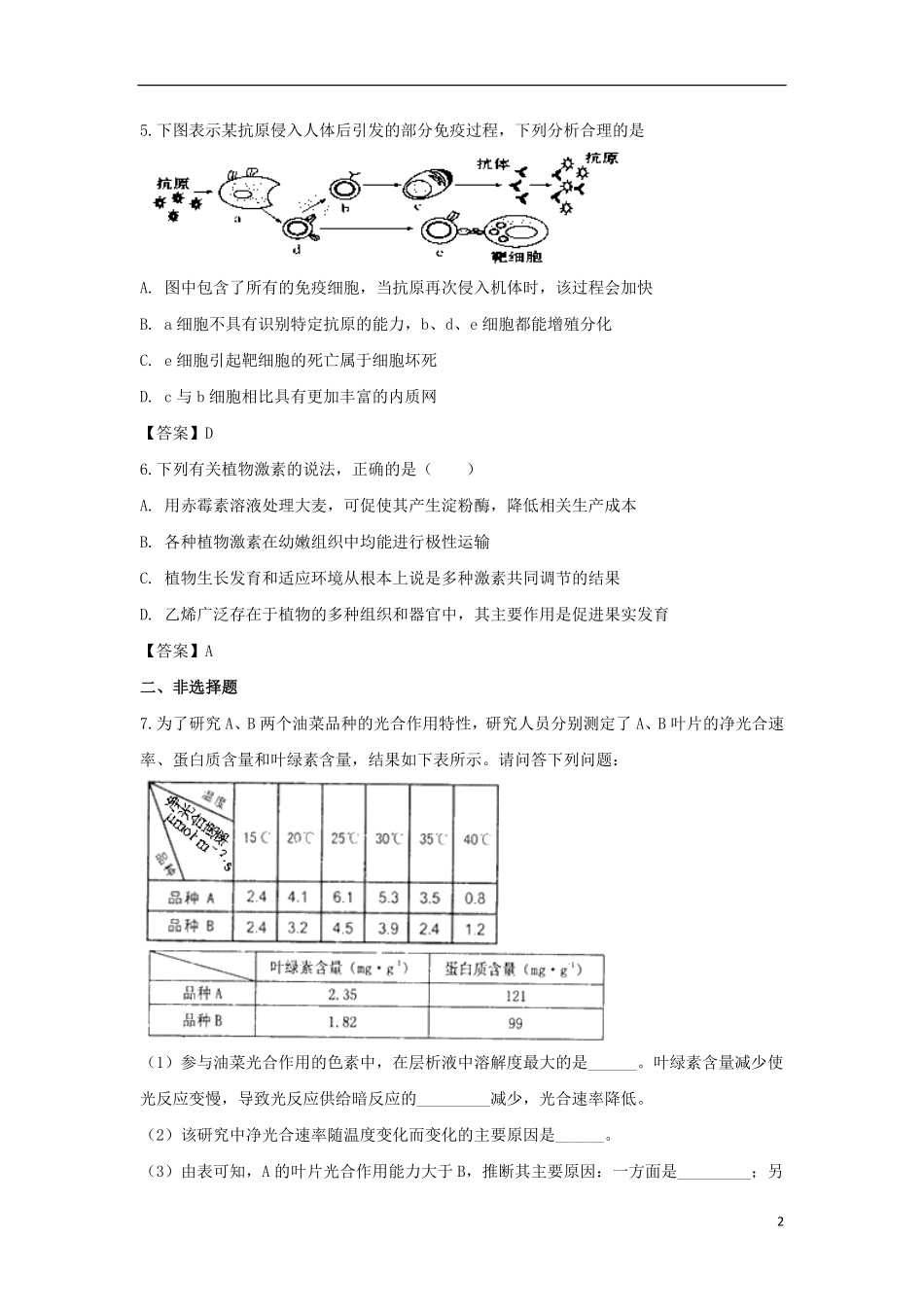 2024年青海高考生物模拟试卷及答案.pdf_第2页