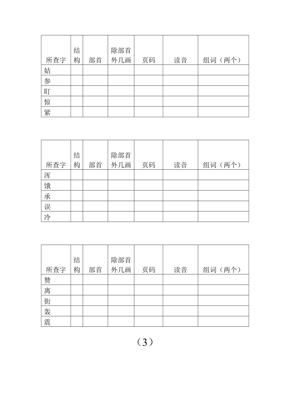 小学二年级上册语文-查字典比赛练习试卷---姓名.pdf_第3页